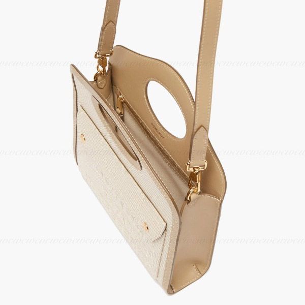 関送込バーバリー ショルダーバッグ コピー☆ポケット ミニクロスボディバッグ ベージュ 1418152